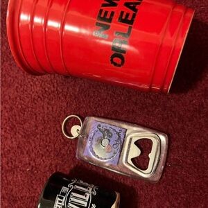 Red New Orleans Cup and Bottle Opener Set Nashville souvenirs